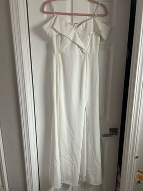 Lulu's Cream Off-Shoulder Maxi Dress with Ruffle Bodice